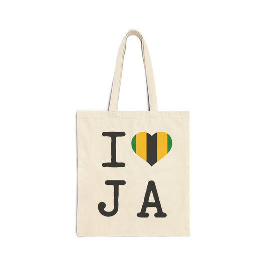 Canvas Tote Bag Jamaica Love I Love JA Back